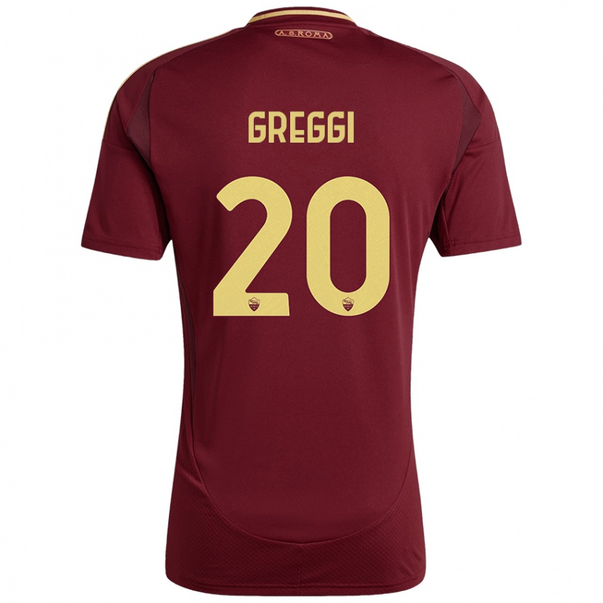 Niño Camiseta Giada Greggi #20 Rojo Marrón Dorado 1ª Equipación 2024/25 La Camisa Perú