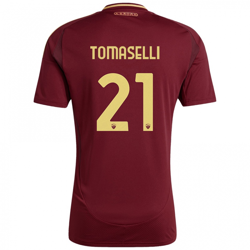 Niño Camiseta Martina Tomaselli #21 Rojo Marrón Dorado 1ª Equipación 2024/25 La Camisa Perú