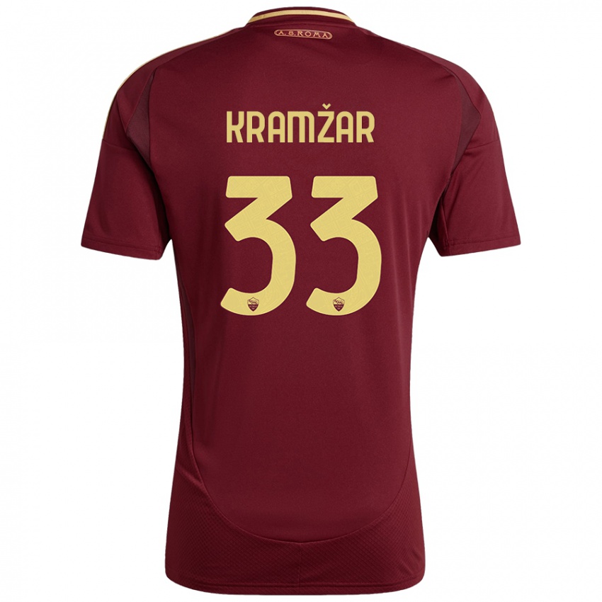 Niño Camiseta Zara Kramžar #33 Rojo Marrón Dorado 1ª Equipación 2024/25 La Camisa Perú