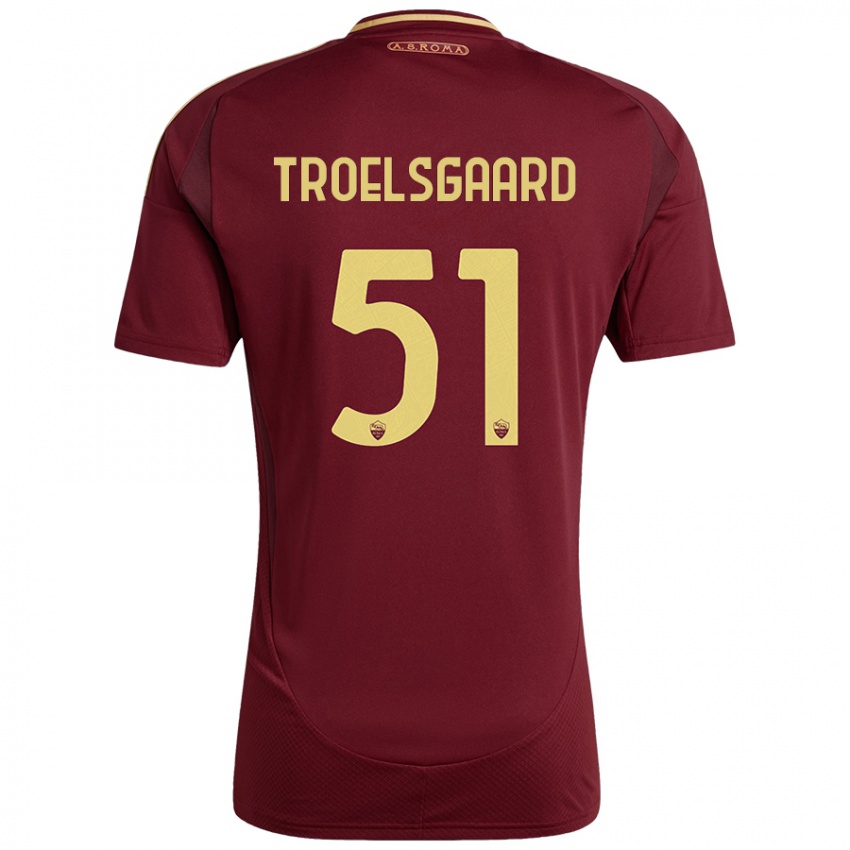 Niño Camiseta Sanne Troelsgaard #51 Rojo Marrón Dorado 1ª Equipación 2024/25 La Camisa Perú