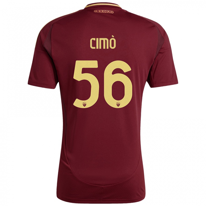 Niño Camiseta Giada Cimò #56 Rojo Marrón Dorado 1ª Equipación 2024/25 La Camisa Perú