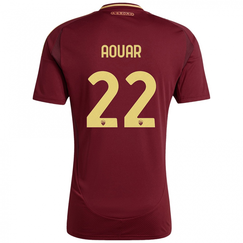 Niño Camiseta Houssem Aouar #22 Rojo Marrón Dorado 1ª Equipación 2024/25 La Camisa Perú