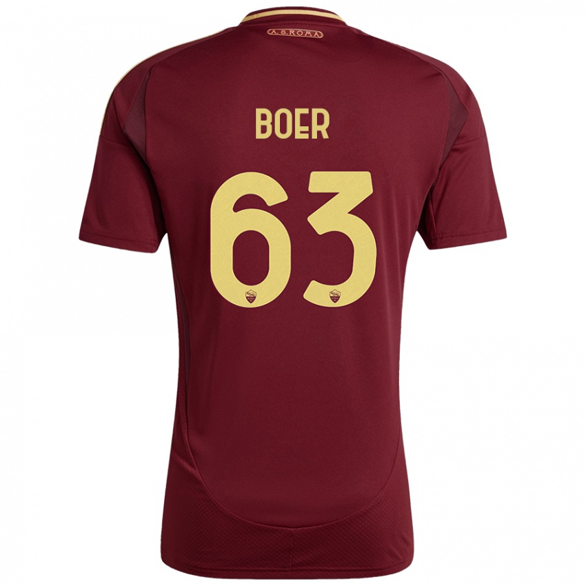 Niño Camiseta Pietro Boer #63 Rojo Marrón Dorado 1ª Equipación 2024/25 La Camisa Perú