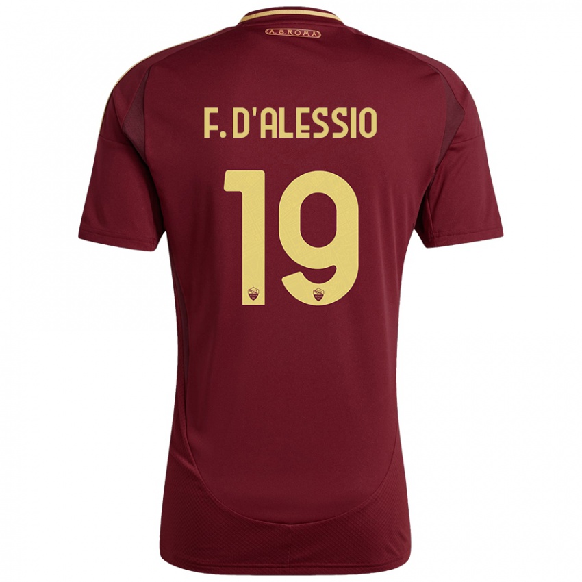 Niño Camiseta Francesco D'alessio #19 Rojo Marrón Dorado 1ª Equipación 2024/25 La Camisa Perú