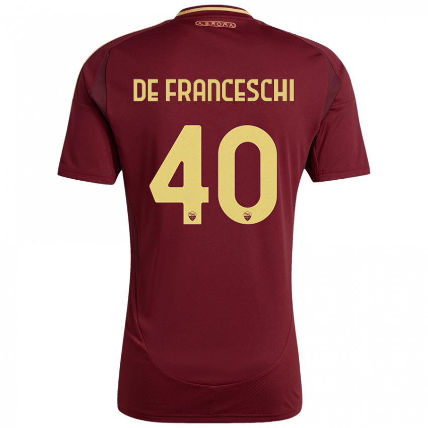 Niño Camiseta Leonardo De Franceschi #40 Rojo Marrón Dorado 1ª Equipación 2024/25 La Camisa Perú