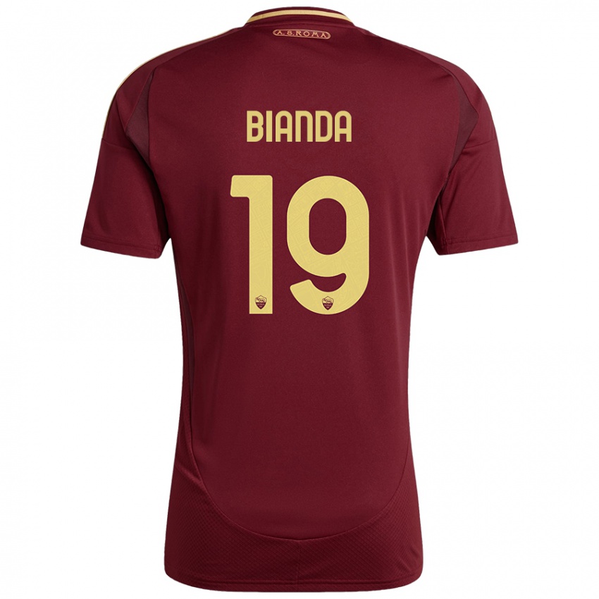 Niño Camiseta William Bianda #19 Rojo Marrón Dorado 1ª Equipación 2024/25 La Camisa Perú