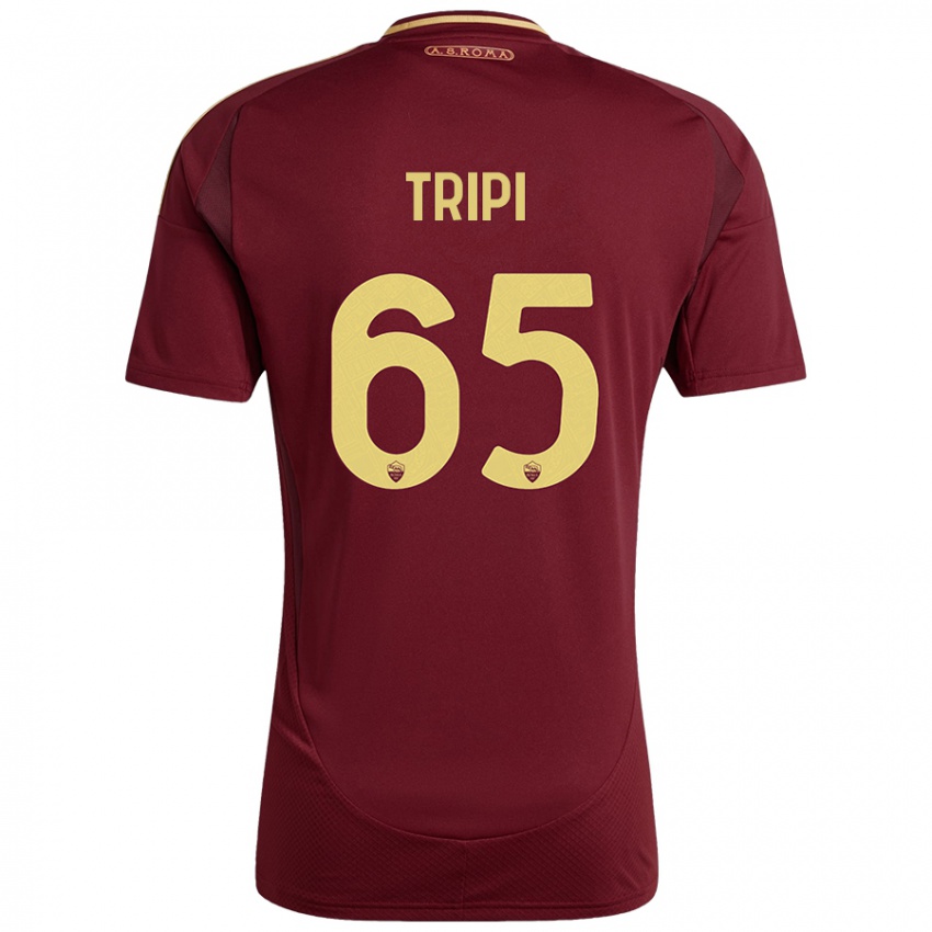 Niño Camiseta Filippo Tripi #65 Rojo Marrón Dorado 1ª Equipación 2024/25 La Camisa Perú