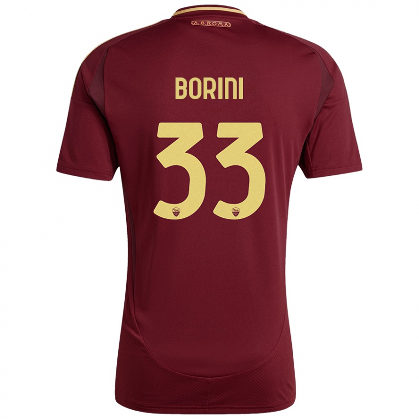 Niño Camiseta Joyce Borini #33 Rojo Marrón Dorado 1ª Equipación 2024/25 La Camisa Perú