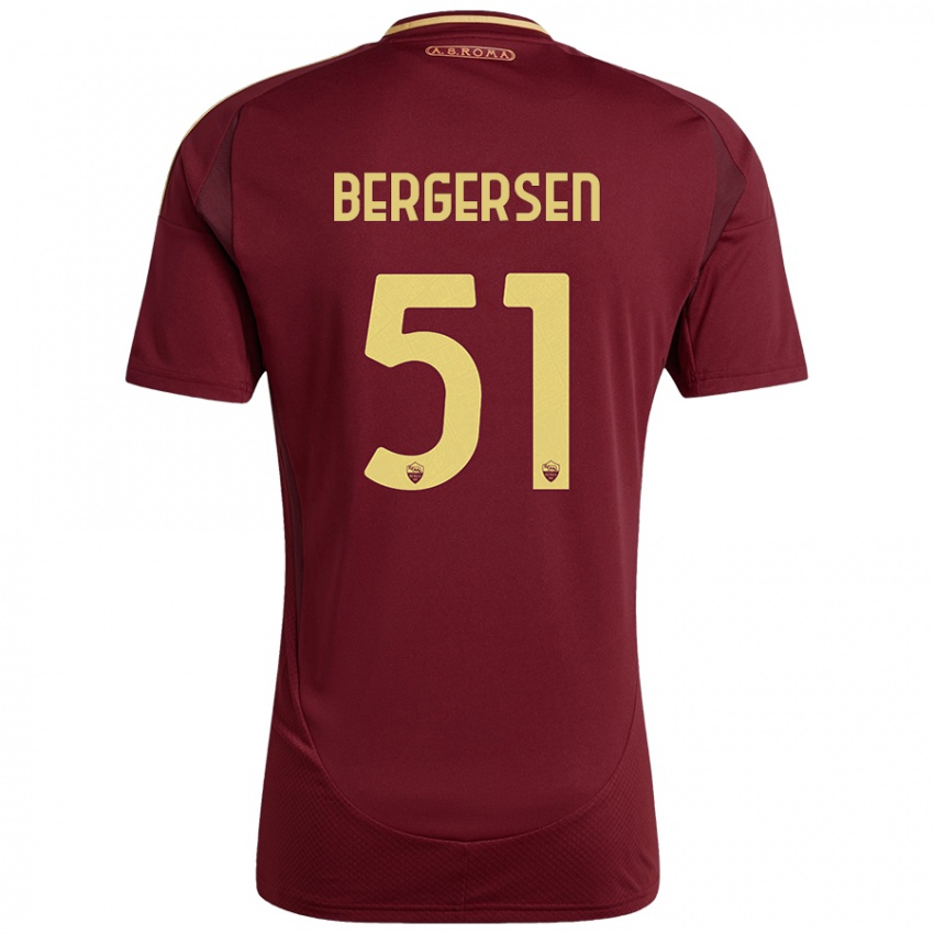 Niño Camiseta Mina Bergersen #51 Rojo Marrón Dorado 1ª Equipación 2024/25 La Camisa Perú