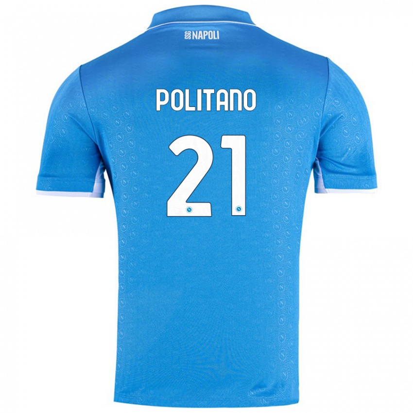 Niño Camiseta Matteo Politano #21 Azul Cielo 1ª Equipación 2024/25 La Camisa Perú