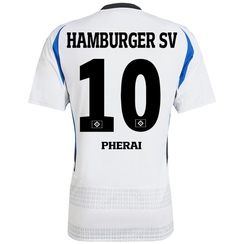 Niño Camiseta Immanuel Pherai #10 Blanco Azul 1ª Equipación 2024/25 La Camisa Perú