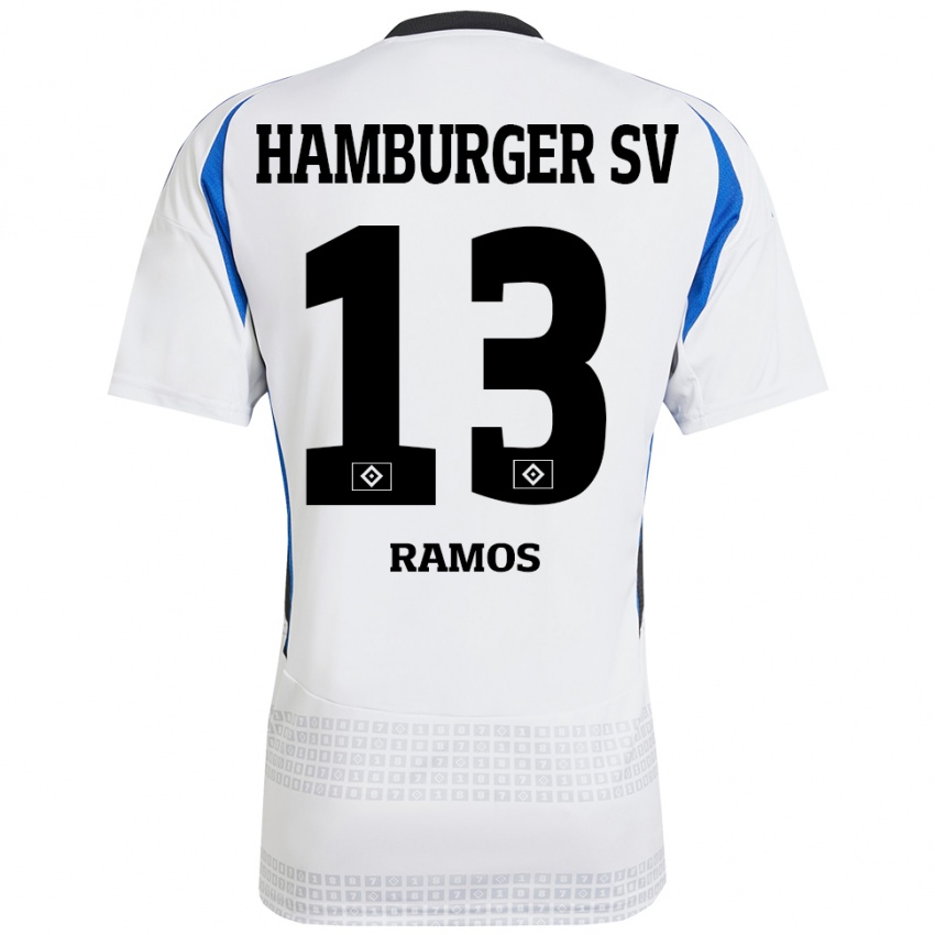 Niño Camiseta Guilherme Ramos #13 Blanco Azul 1ª Equipación 2024/25 La Camisa Perú