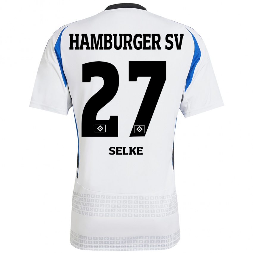 Niño Camiseta Davie Selke #27 Blanco Azul 1ª Equipación 2024/25 La Camisa Perú