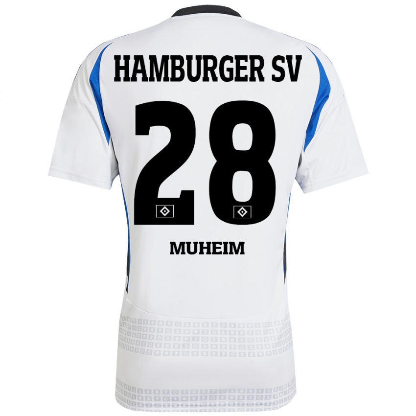 Niño Camiseta Miro Muheim #28 Blanco Azul 1ª Equipación 2024/25 La Camisa Perú