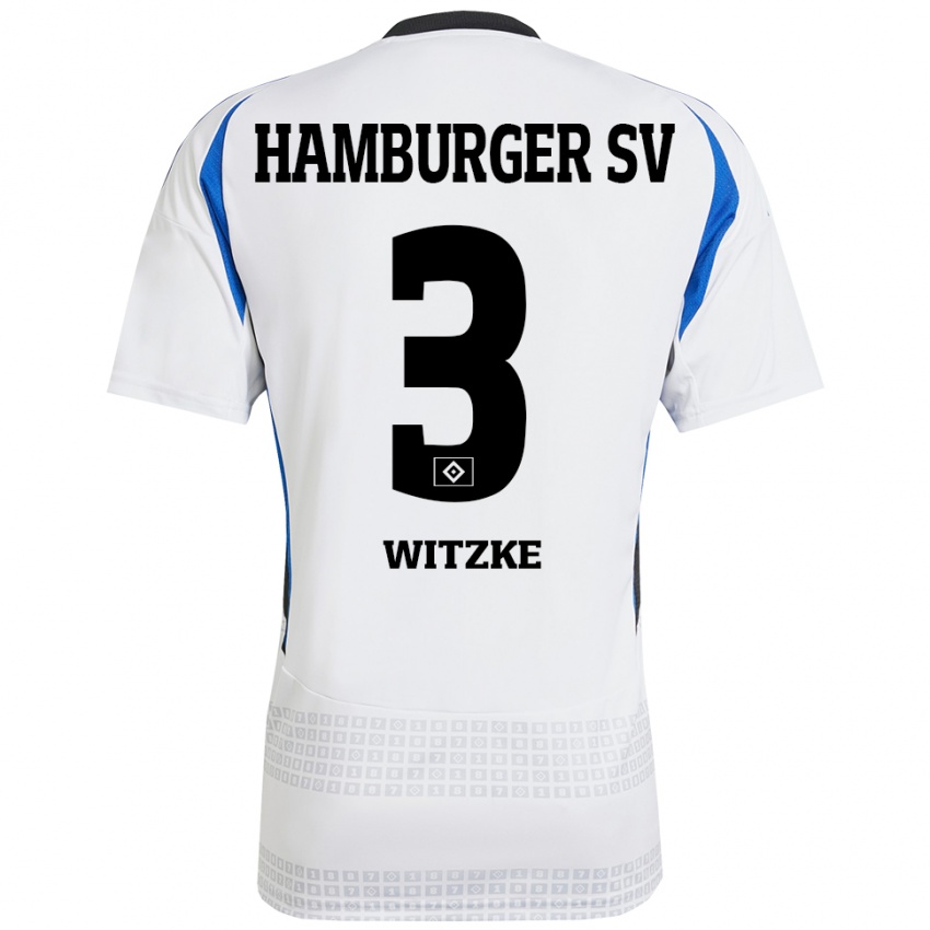 Niño Camiseta Oliver Witzke #3 Blanco Azul 1ª Equipación 2024/25 La Camisa Perú