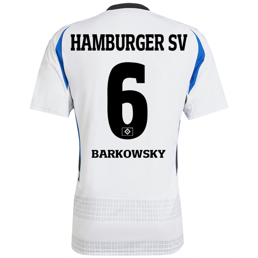 Niño Camiseta Finn Barkowsky #6 Blanco Azul 1ª Equipación 2024/25 La Camisa Perú