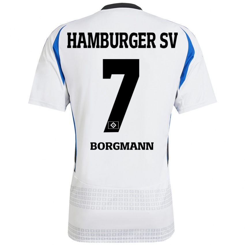 Niño Camiseta Marcus Borgmann #7 Blanco Azul 1ª Equipación 2024/25 La Camisa Perú