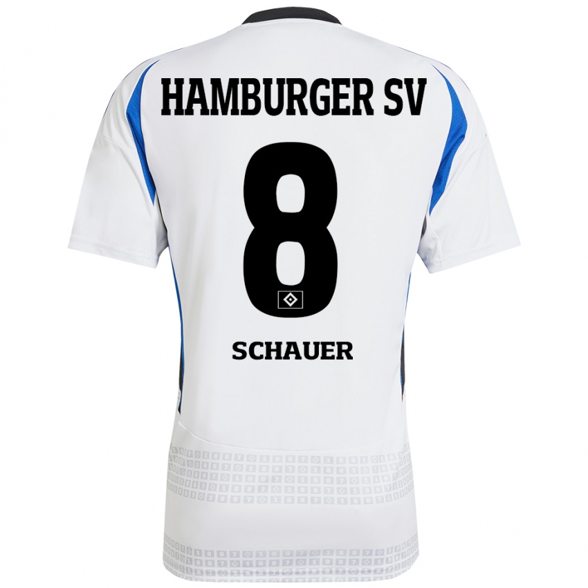 Niño Camiseta Martin Schauer #8 Blanco Azul 1ª Equipación 2024/25 La Camisa Perú