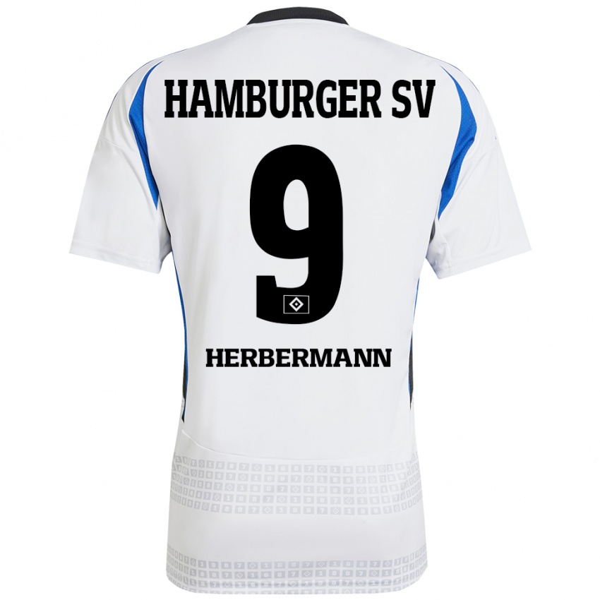 Niño Camiseta Kevin Herbermann #9 Blanco Azul 1ª Equipación 2024/25 La Camisa Perú