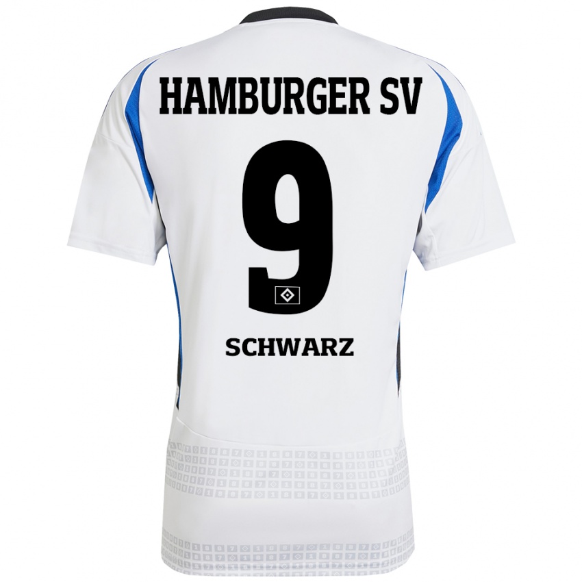 Niño Camiseta Rafael Schwarz #9 Blanco Azul 1ª Equipación 2024/25 La Camisa Perú