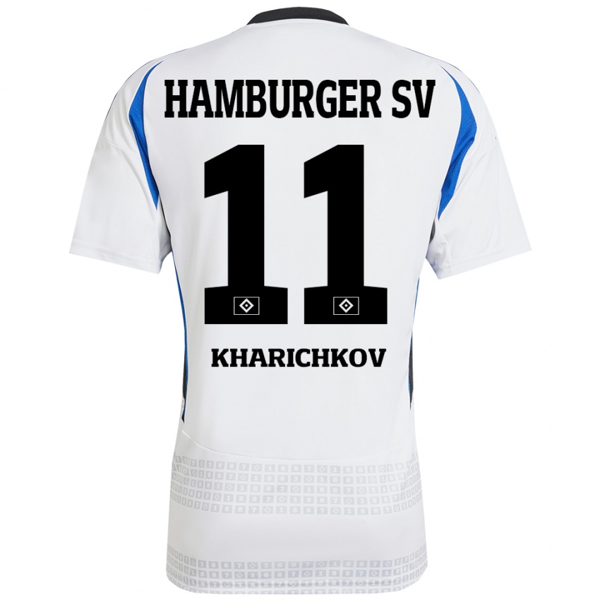 Niño Camiseta Valentyn Kharichkov #11 Blanco Azul 1ª Equipación 2024/25 La Camisa Perú