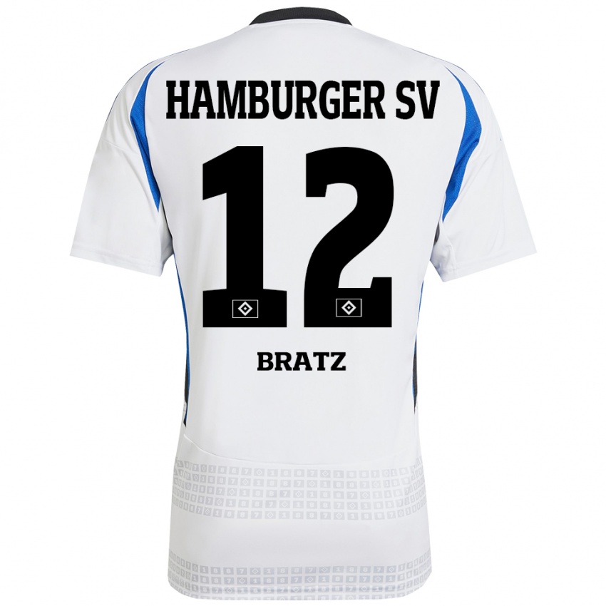 Niño Camiseta Julian Brätz #12 Blanco Azul 1ª Equipación 2024/25 La Camisa Perú