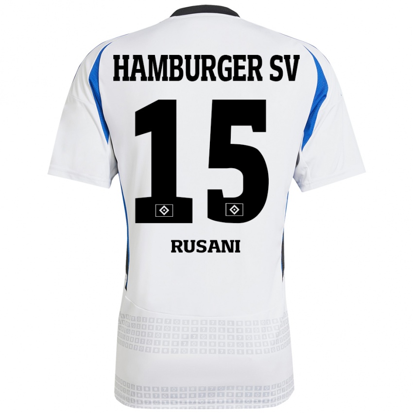 Niño Camiseta Yasin Rusani #15 Blanco Azul 1ª Equipación 2024/25 La Camisa Perú