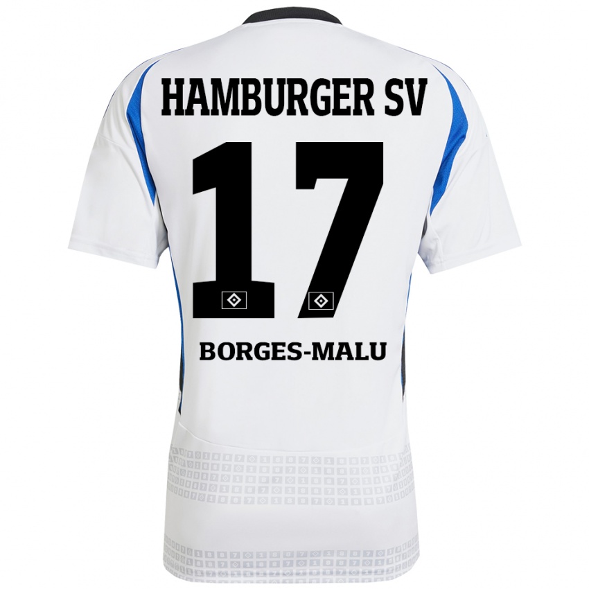 Niño Camiseta Louis Borges-Malu #17 Blanco Azul 1ª Equipación 2024/25 La Camisa Perú