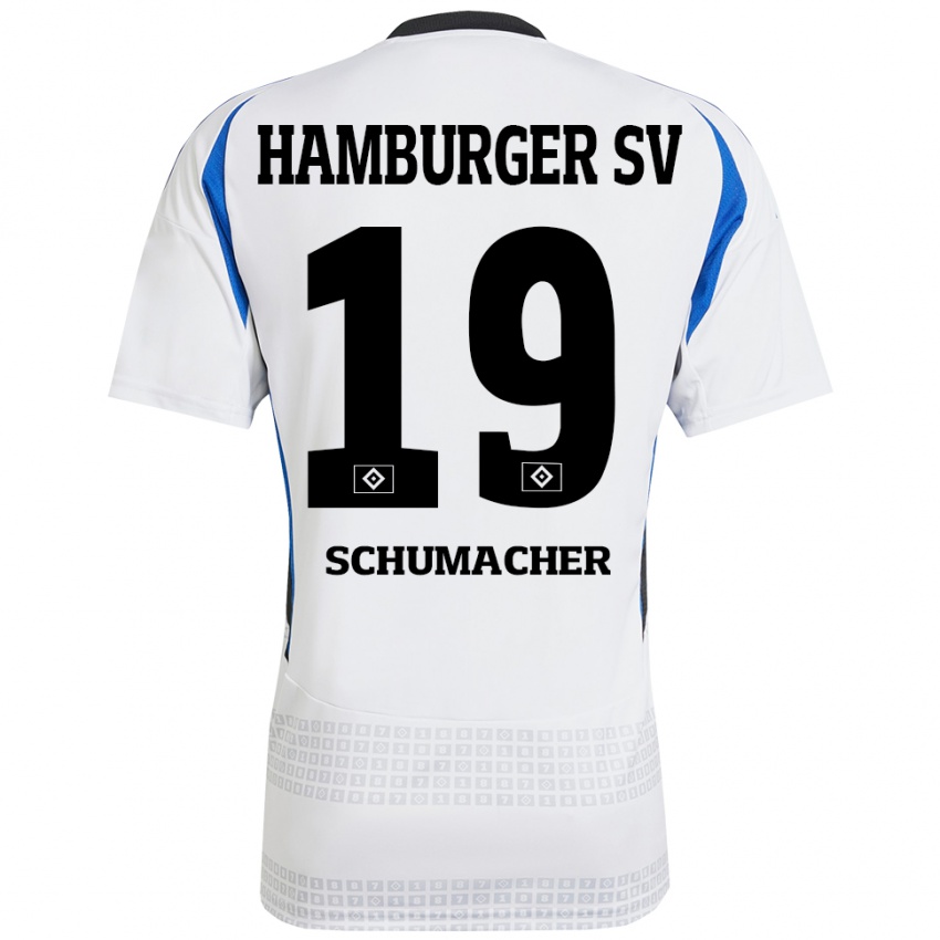 Niño Camiseta Lukas Schumacher #19 Blanco Azul 1ª Equipación 2024/25 La Camisa Perú