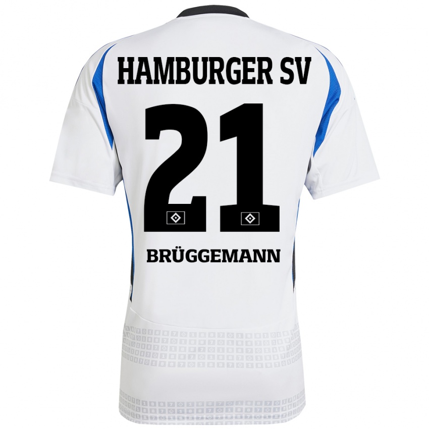 Niño Camiseta William Brüggemann #21 Blanco Azul 1ª Equipación 2024/25 La Camisa Perú