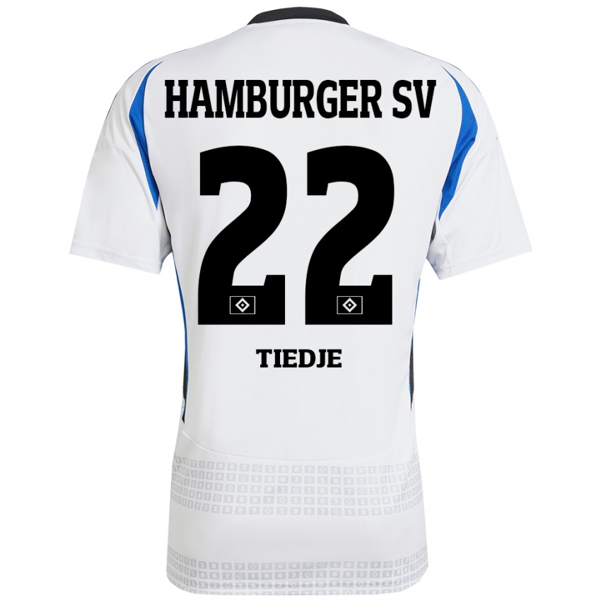 Niño Camiseta Patrick Tiedje #22 Blanco Azul 1ª Equipación 2024/25 La Camisa Perú