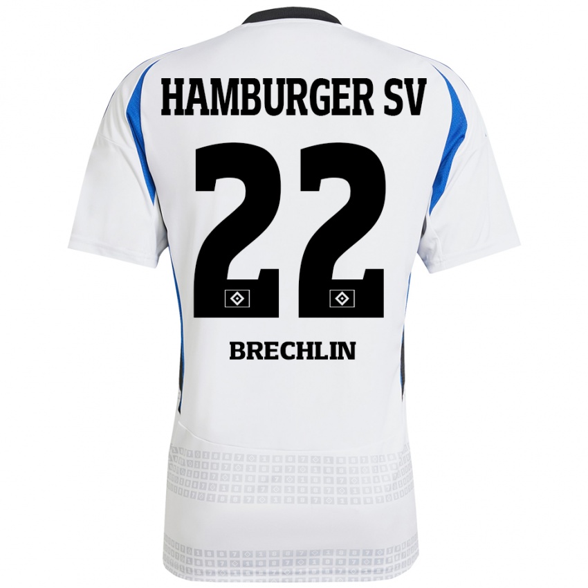 Niño Camiseta Bjarne Brechlin #22 Blanco Azul 1ª Equipación 2024/25 La Camisa Perú