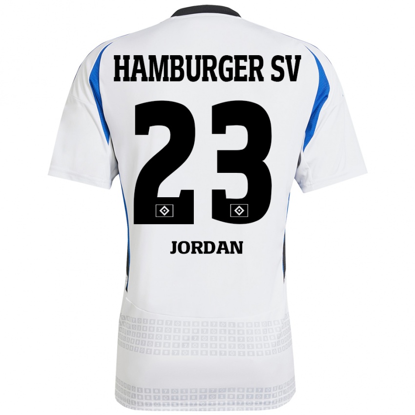 Niño Camiseta Dominik Jordan #23 Blanco Azul 1ª Equipación 2024/25 La Camisa Perú