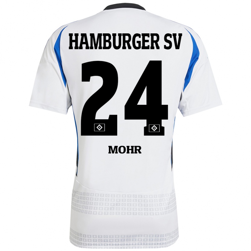 Niño Camiseta Jannik Mohr #24 Blanco Azul 1ª Equipación 2024/25 La Camisa Perú