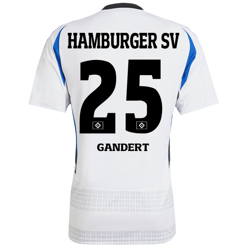 Niño Camiseta Jeremy Gandert #25 Blanco Azul 1ª Equipación 2024/25 La Camisa Perú