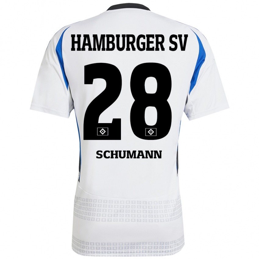 Niño Camiseta Henri Maximilian Schümann #28 Blanco Azul 1ª Equipación 2024/25 La Camisa Perú