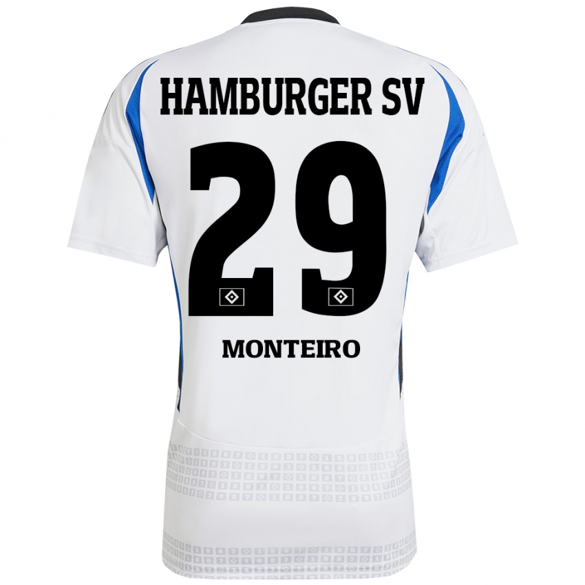 Niño Camiseta Alfa Monteiro #29 Blanco Azul 1ª Equipación 2024/25 La Camisa Perú