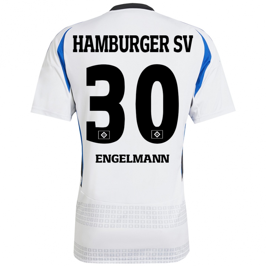 Niño Camiseta Timon Engelmann #30 Blanco Azul 1ª Equipación 2024/25 La Camisa Perú