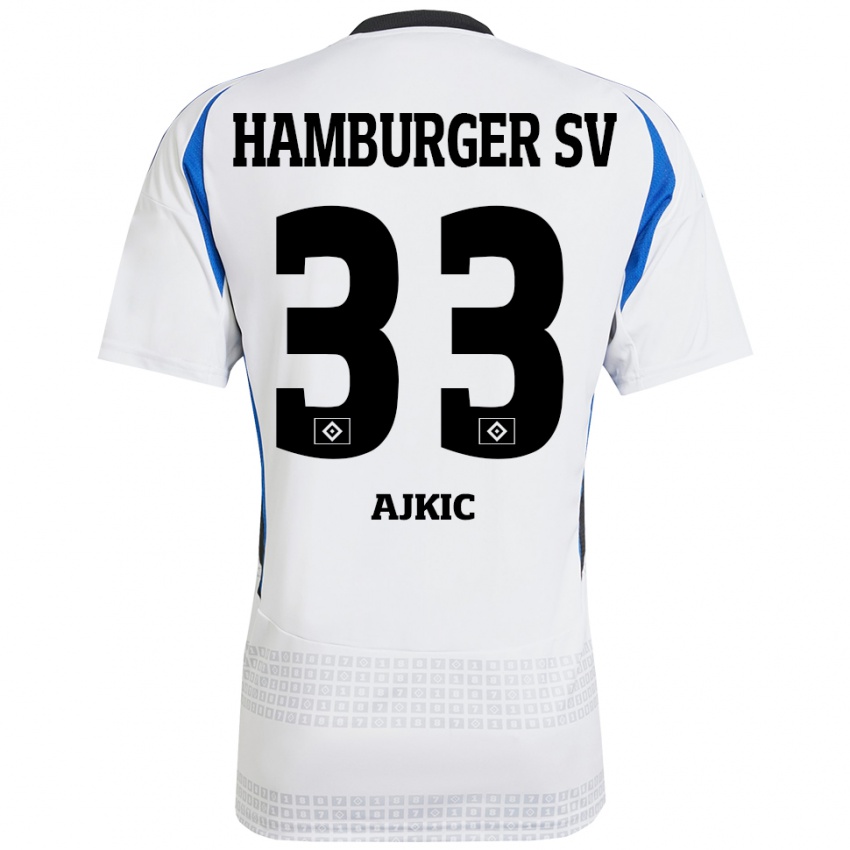 Niño Camiseta Selim Ajkic #33 Blanco Azul 1ª Equipación 2024/25 La Camisa Perú