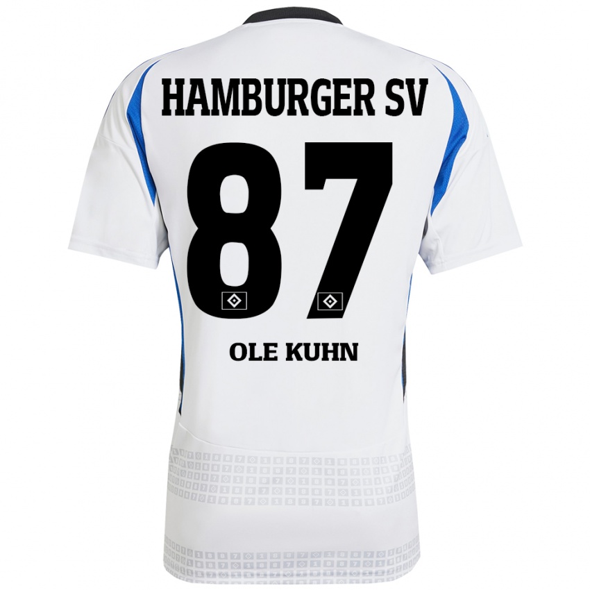 Niño Camiseta Niklas Ole Kühn #87 Blanco Azul 1ª Equipación 2024/25 La Camisa Perú