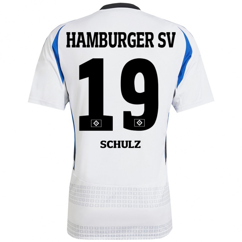 Niño Camiseta Victoria Schulz #19 Blanco Azul 1ª Equipación 2024/25 La Camisa Perú