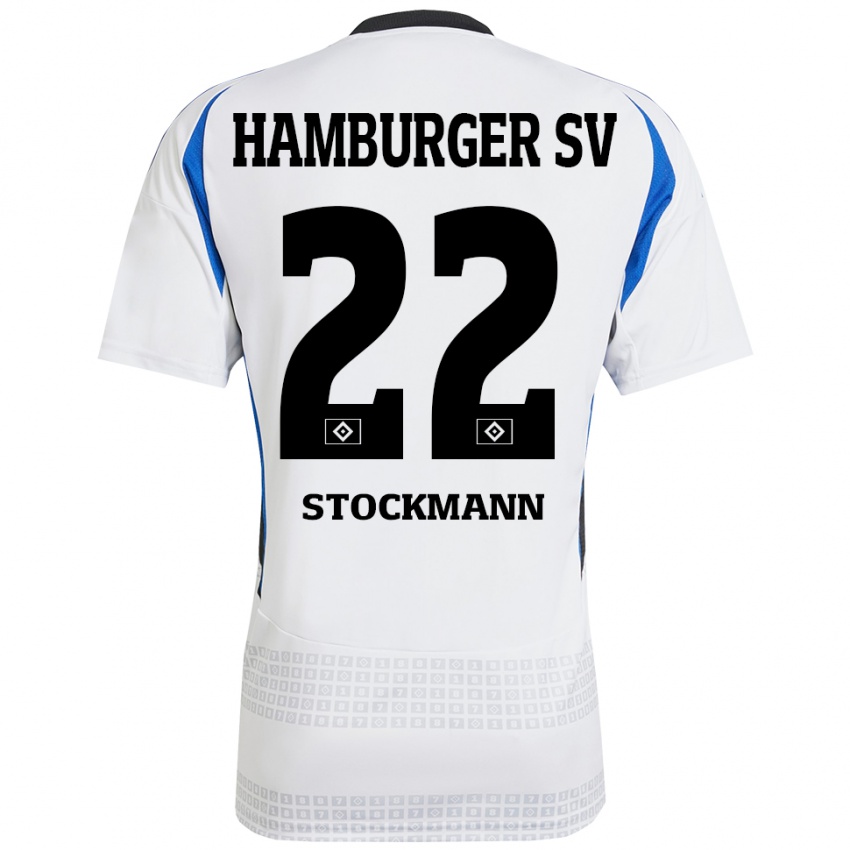 Niño Camiseta Sarah Stöckmann #22 Blanco Azul 1ª Equipación 2024/25 La Camisa Perú