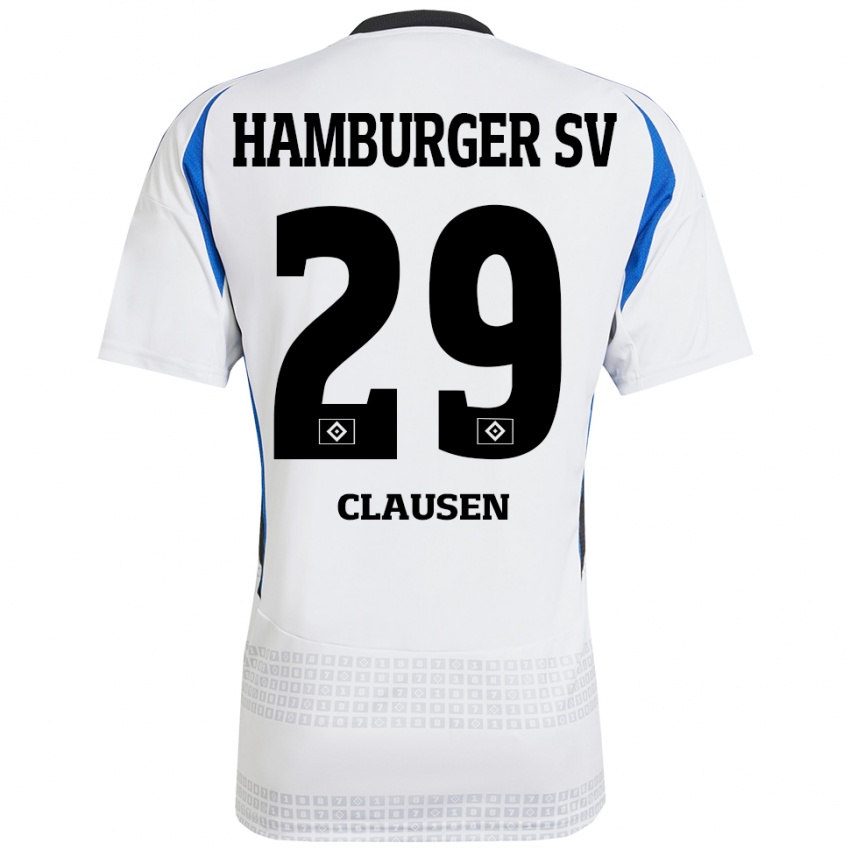 Niño Camiseta Lina Clausen #29 Blanco Azul 1ª Equipación 2024/25 La Camisa Perú