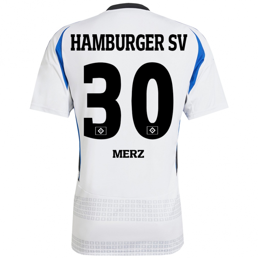 Niño Camiseta Selma Merz #30 Blanco Azul 1ª Equipación 2024/25 La Camisa Perú