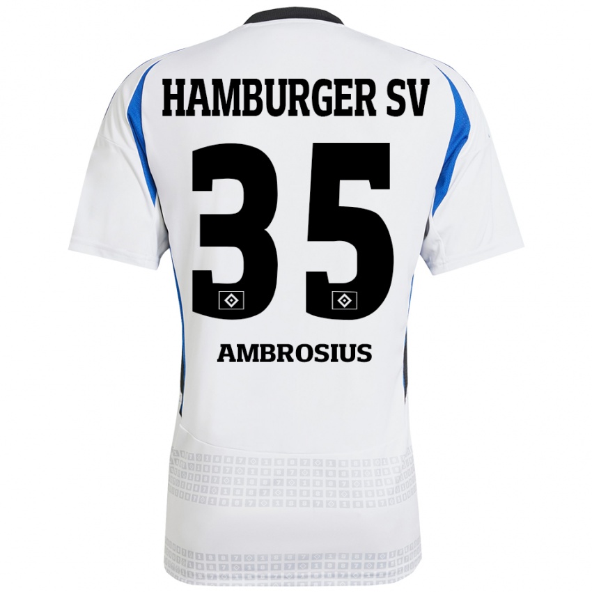 Niño Camiseta Stephan Ambrosius #35 Blanco Azul 1ª Equipación 2024/25 La Camisa Perú