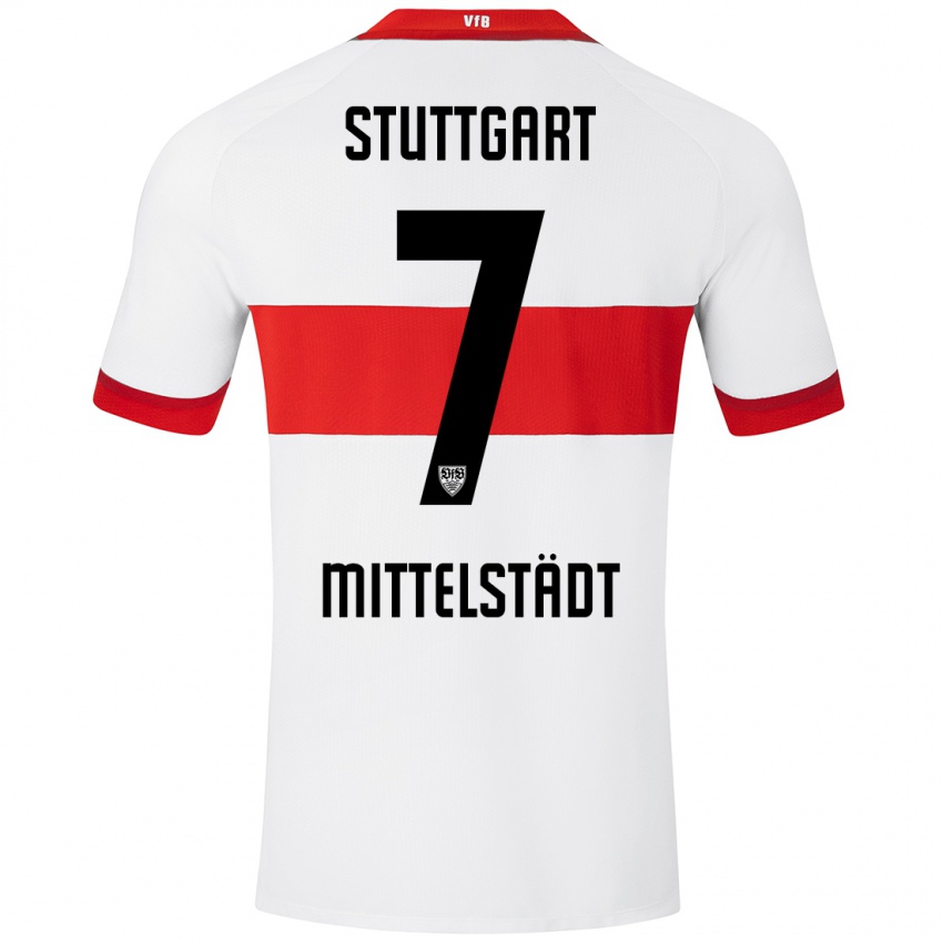 Niño Camiseta Maximilian Mittelstädt #7 Blanco Rojo 1ª Equipación 2024/25 La Camisa Perú