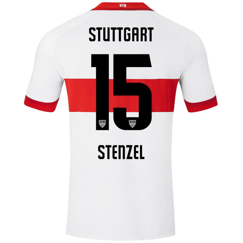 Niño Camiseta Pascal Stenzel #15 Blanco Rojo 1ª Equipación 2024/25 La Camisa Perú