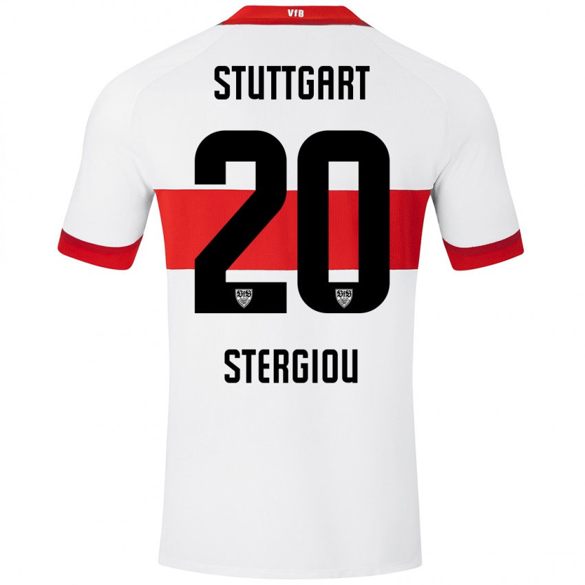 Niño Camiseta Leonidas Stergiou #20 Blanco Rojo 1ª Equipación 2024/25 La Camisa Perú