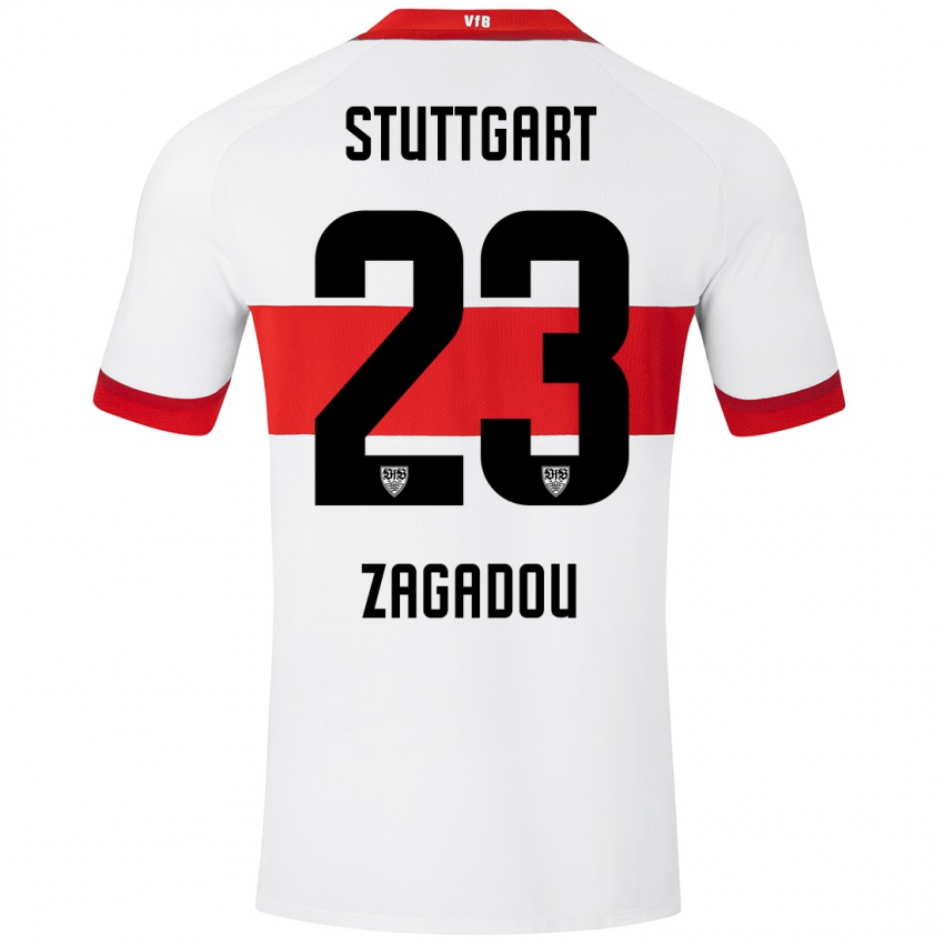 Niño Camiseta Dan-Axel Zagadou #23 Blanco Rojo 1ª Equipación 2024/25 La Camisa Perú