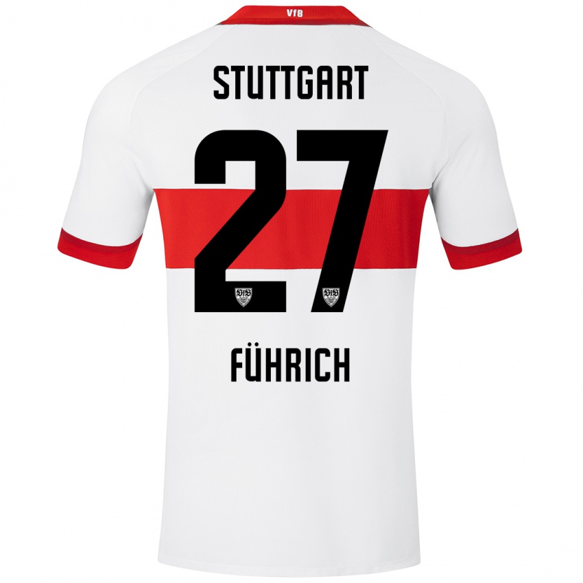 Niño Camiseta Chris Führich #27 Blanco Rojo 1ª Equipación 2024/25 La Camisa Perú